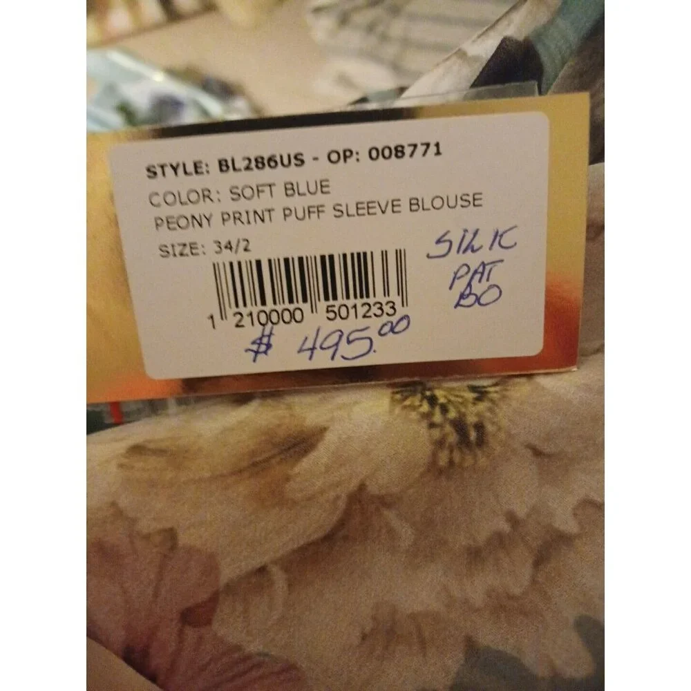 PatBO $495 Silk Peony Print Puff Sleeve Blouse Sz 34/2 NWT - Picture 5 of 5